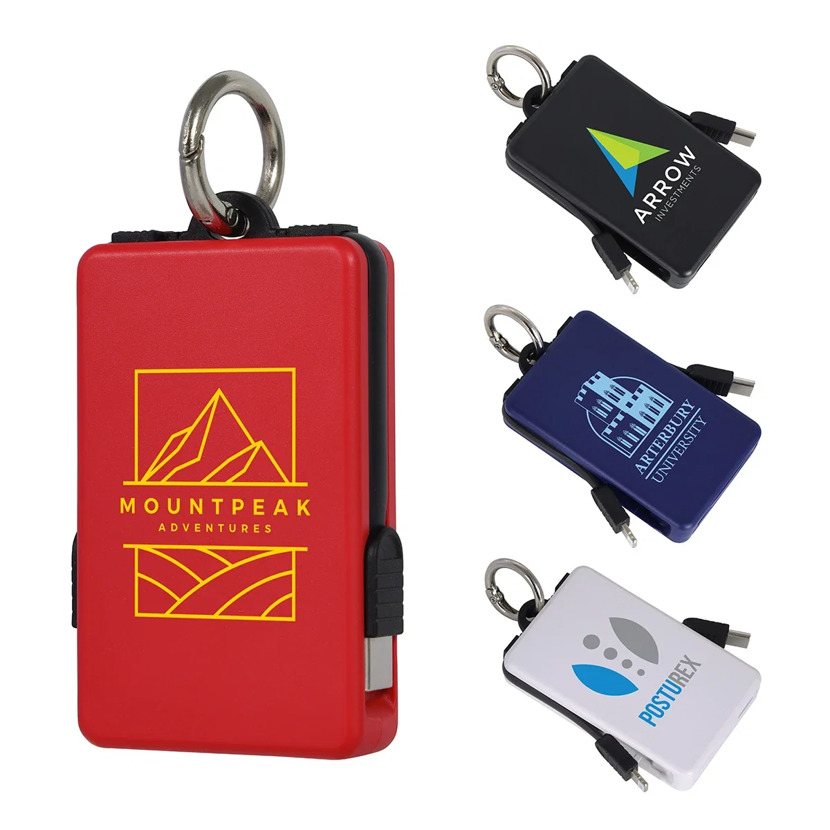 Custom Esprit power bank, front view of the branded UL Listed charger