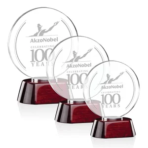 Starfire Crystal Award on Aluminum and Rosewood Two-Part Base