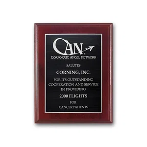 Mahogany Walnut Wall Plaque with Etched and Antiqued Plate