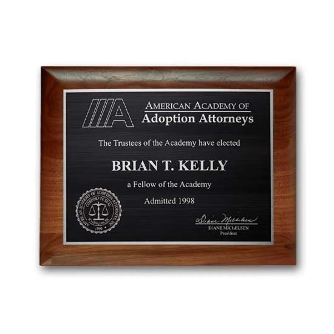 Custom Rolled-Edge Walnut Wall Plaque with Etched and Antiqued Plate for sales achievement awards