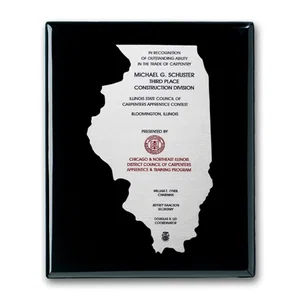 Etched and Colorfilled Plaque on Ebony Piano Finish