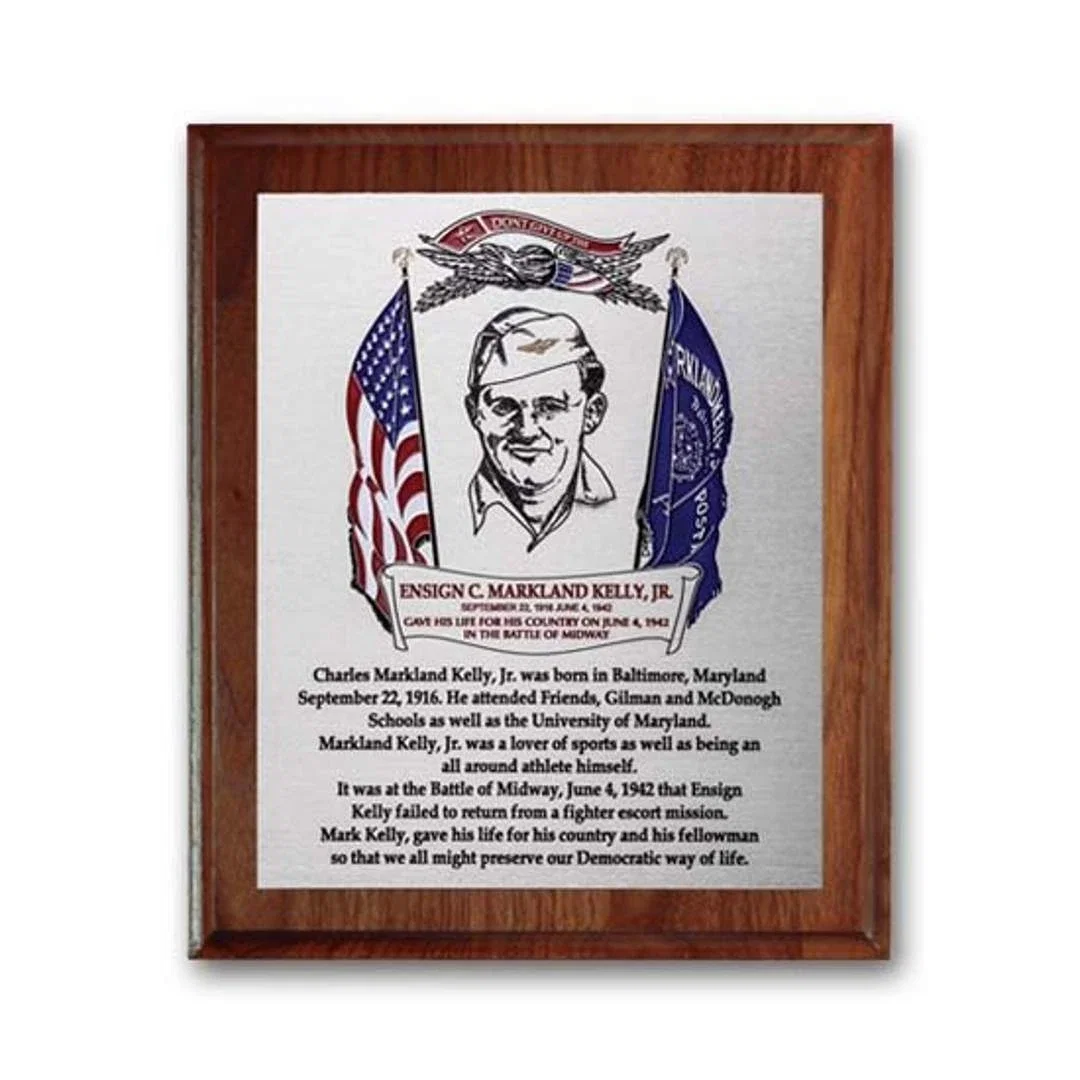 Custom Etched and Colorfilled Plaque on Cove-Edge Walnut for sales achievement awards