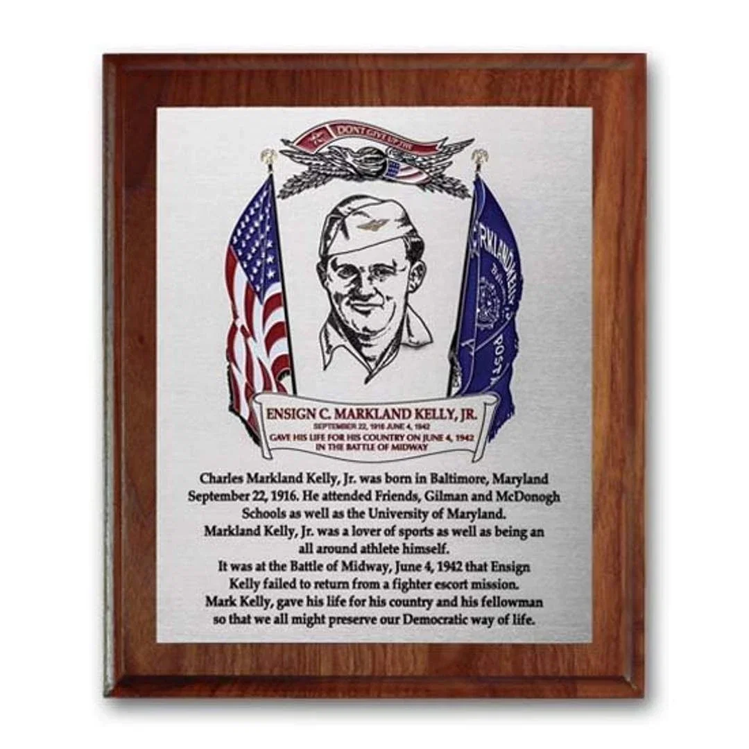 Custom Etched and Colorfilled Plaque on Cove-Edge Walnut for retirement presentations