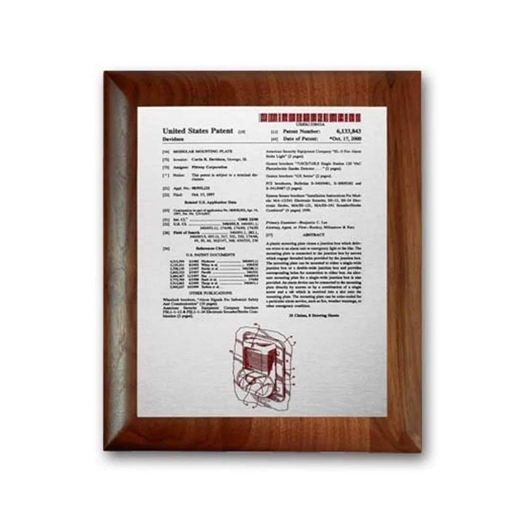 Custom Etched and Colorfilled Plaque on Rolled-Edge Walnut for service anniversary gifts