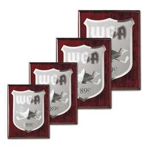 Rosewood Piano Finish Wall Plaque with Etched and Frosted Plate