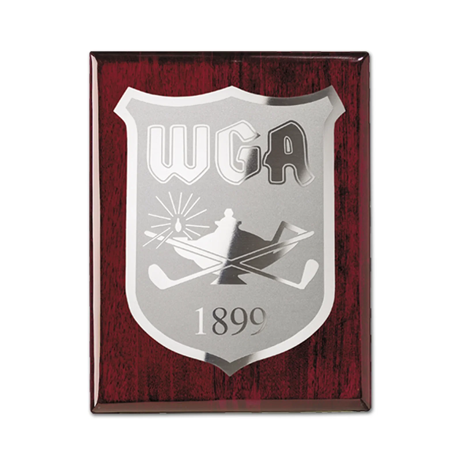 Custom Rosewood Piano Finish Wall Plaque with Etched and Frosted Plate, diamond award for corporate award ceremonies