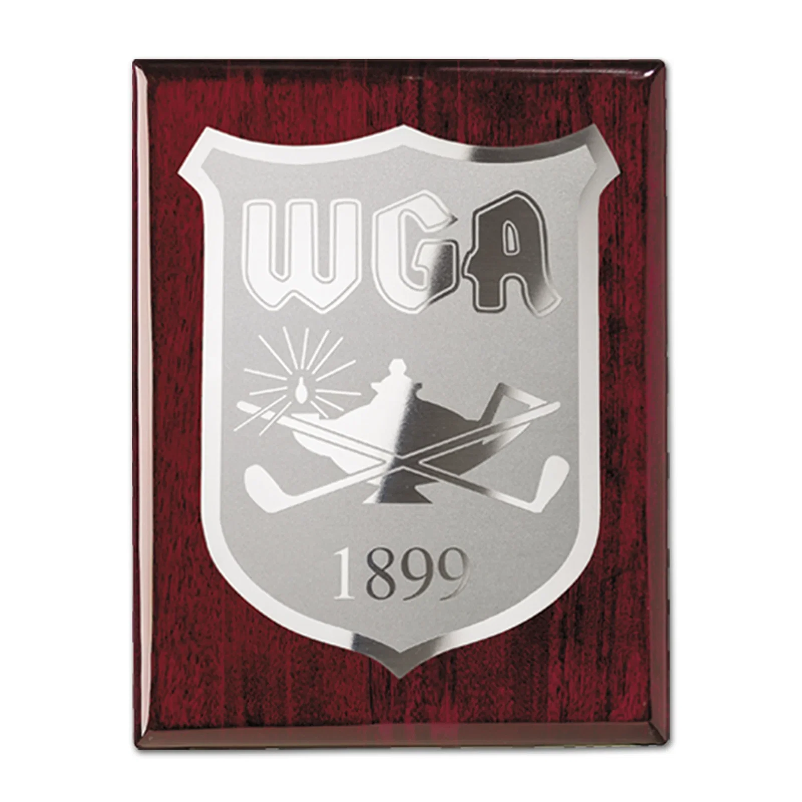 Custom Rosewood Piano Finish Wall Plaque with Etched and Frosted Plate, diamond award for retirement presentations