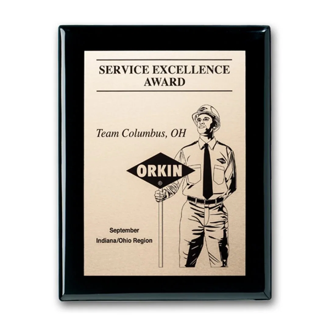Custom Etched and Oxidized Plaque on Ebony Piano Finish for team milestone celebrations