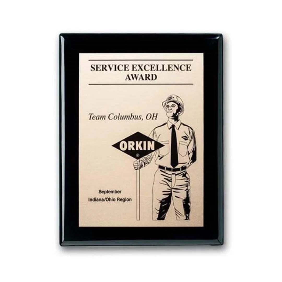 Custom Etched and Oxidized Plaque on Ebony Piano Finish for safety achievement programs