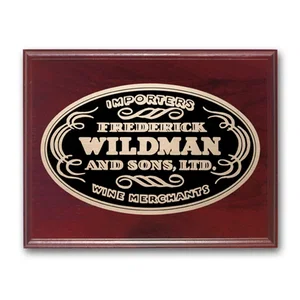 Mahogany Walnut Wall Plaque with Etched and Oxidized Plate