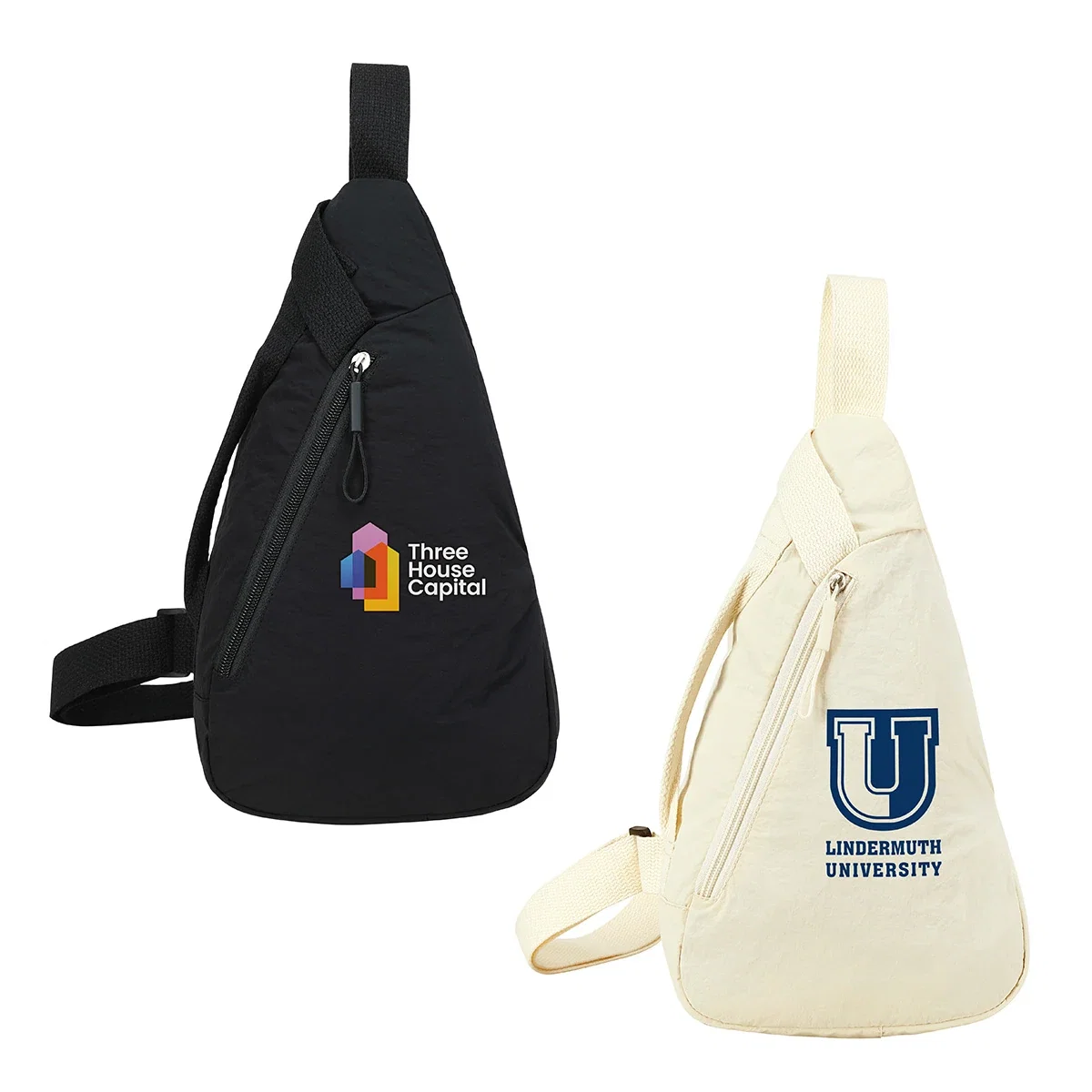 Custom Europa Crossbody Nylon Sling Bag, front view of the branded sling bag