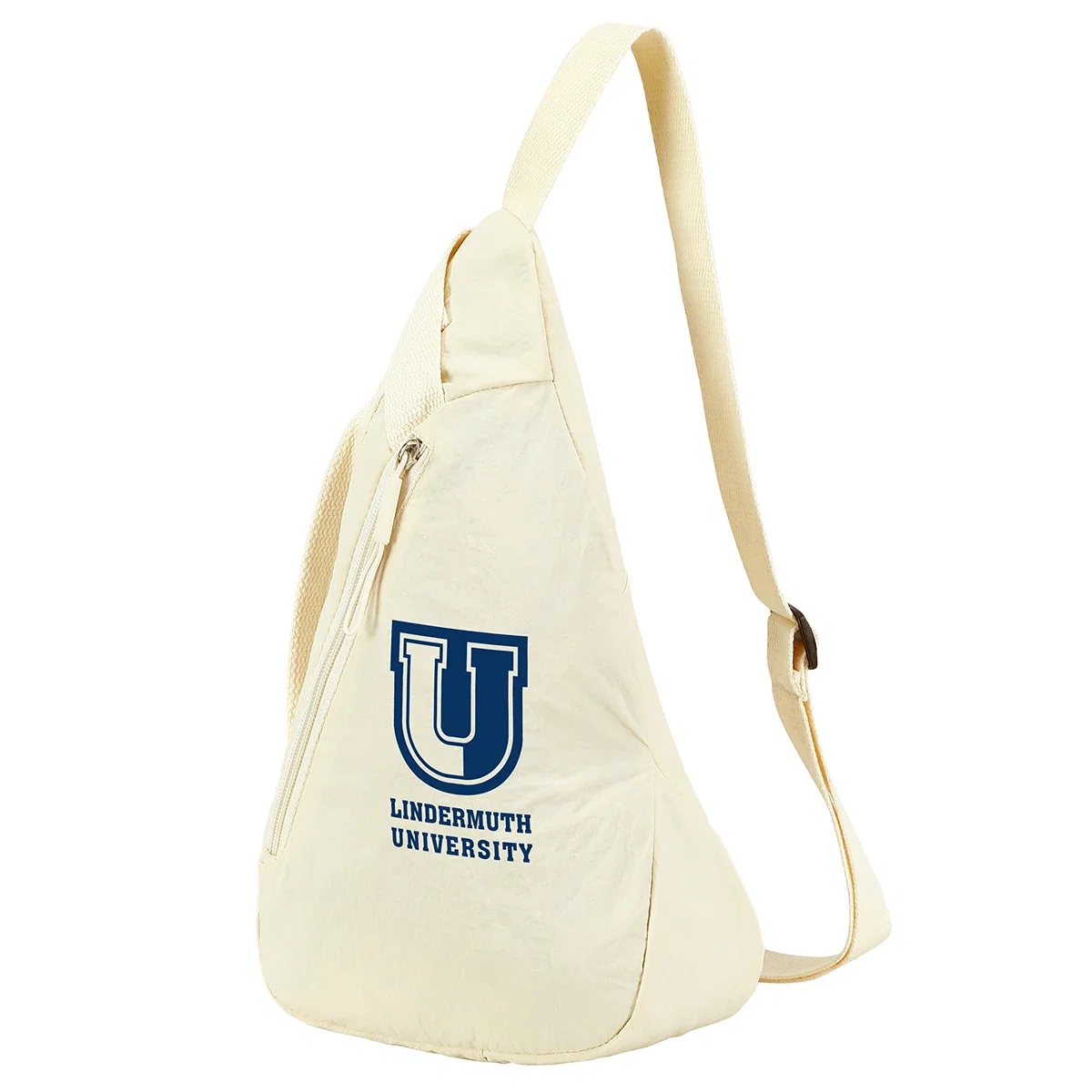 Side profile of the promotional Europa Crossbody Nylon Sling Bag showing the nylon construction