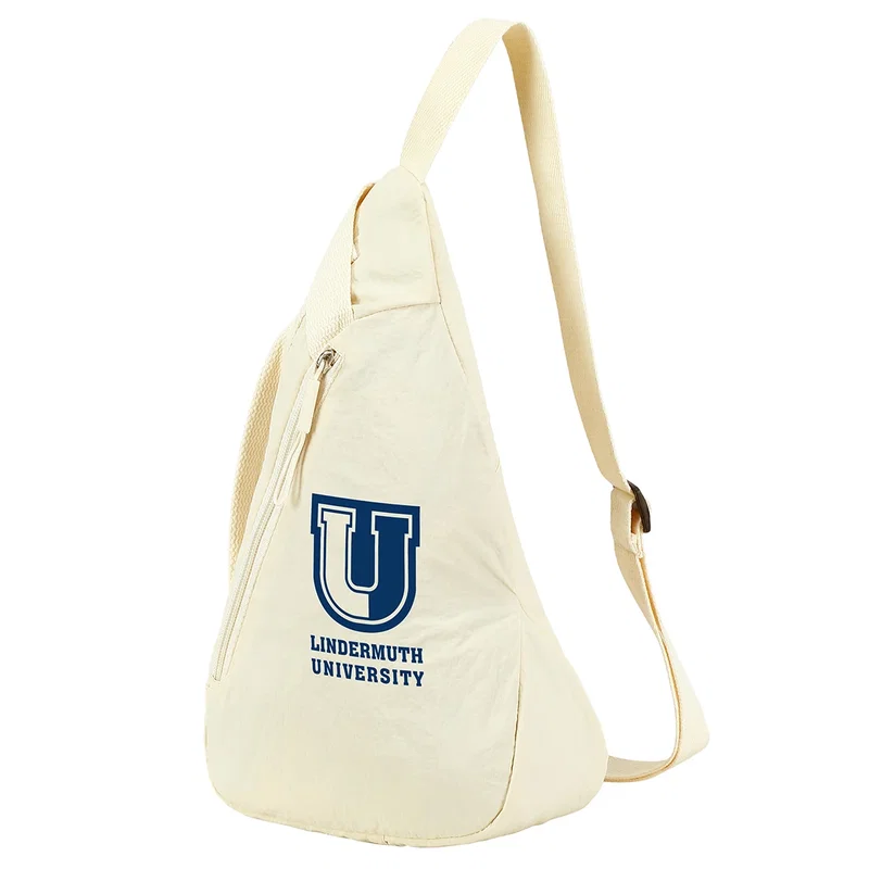 Side profile of the promotional Europa Crossbody Nylon Sling Bag showing the nylon construction