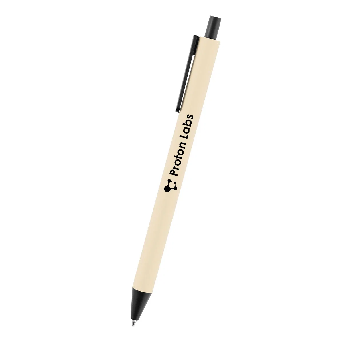 Neutral backdrop keeps attention on the rubberized aluminum pen