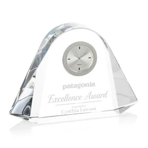 Deep-Beveled Thick Optical Crystal Desk Clock