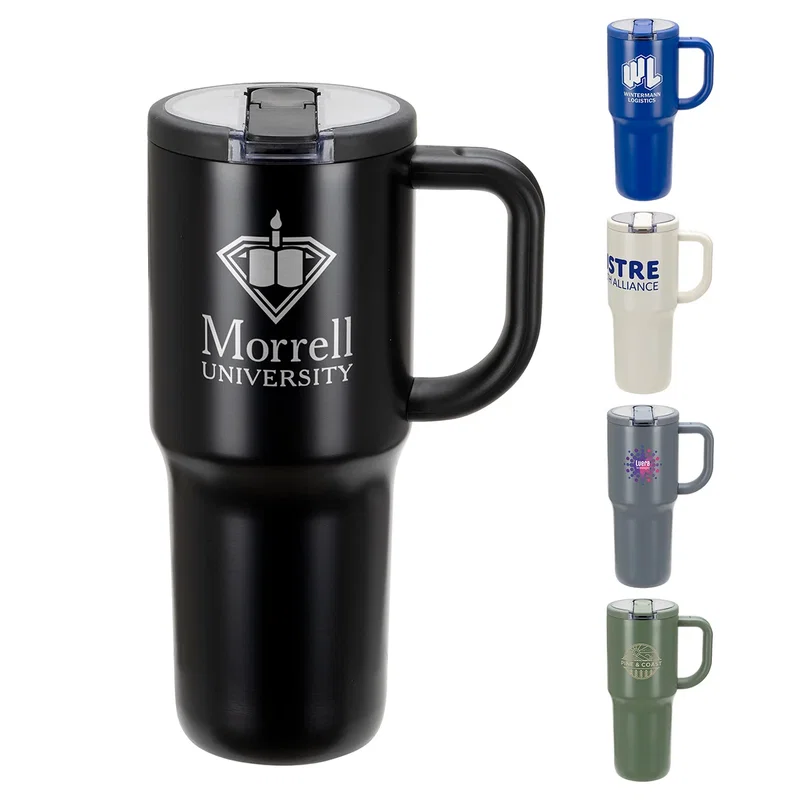 Custom Everest 30 oz Vacuum Insulated Mug, front view of the branded eco-friendly mug