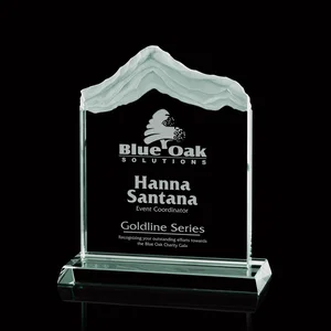 Jade Glass Mountain Award With Irregular Carved Snow Layers