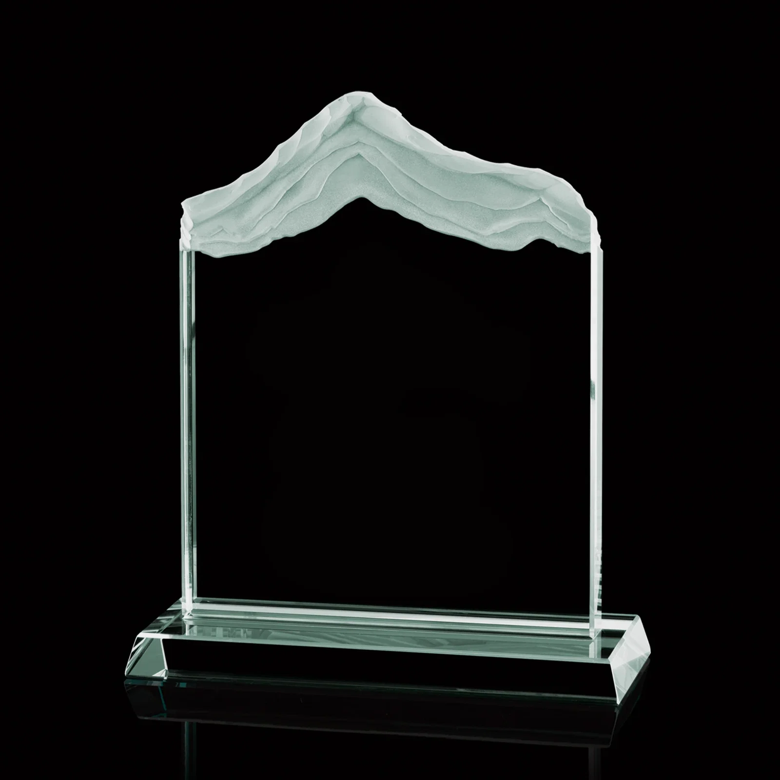 Custom Jade Glass Mountain Award With Irregular Carved Snow Layers for team milestone celebrations