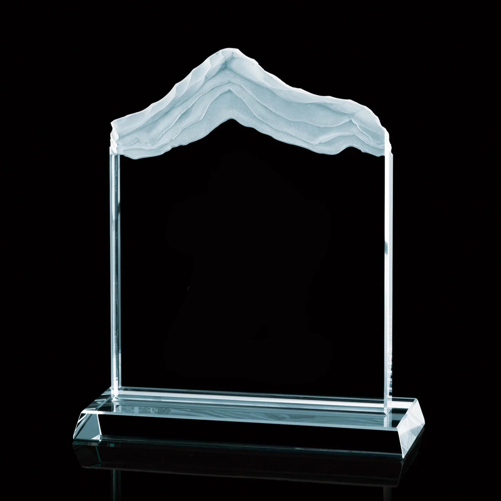 Custom Jade Glass Mountain Award With Irregular Carved Snow Layers for donor appreciation