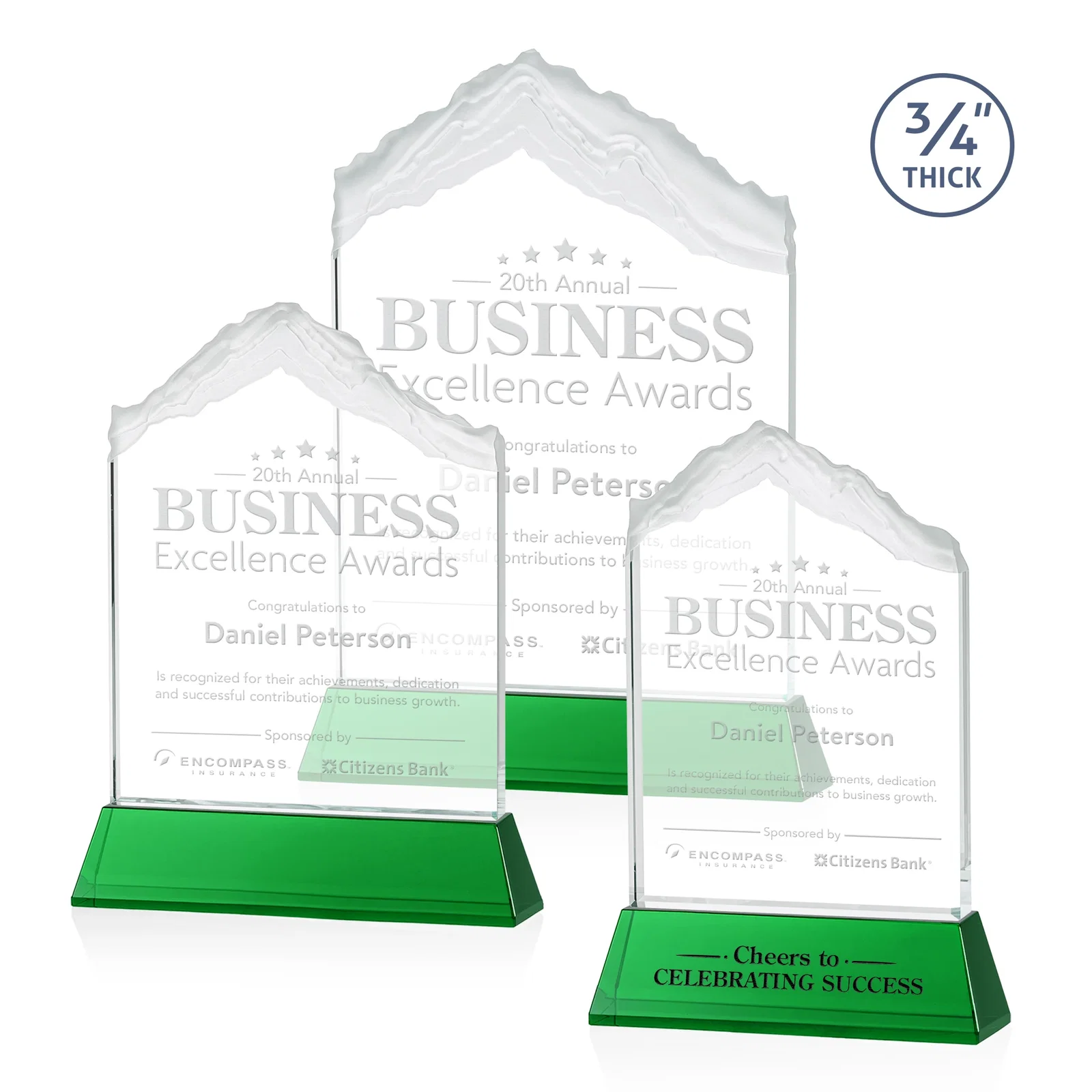 Custom Starfire Crystal Mountain Peak Award with Second Etch Option, awards for volunteer appreciation
