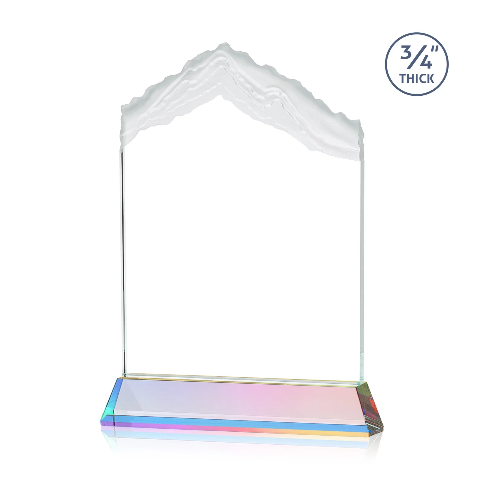 Personalized Starfire Crystal Mountain Peak Award with Second Etch Option, awards, with your logo for retirement presentations