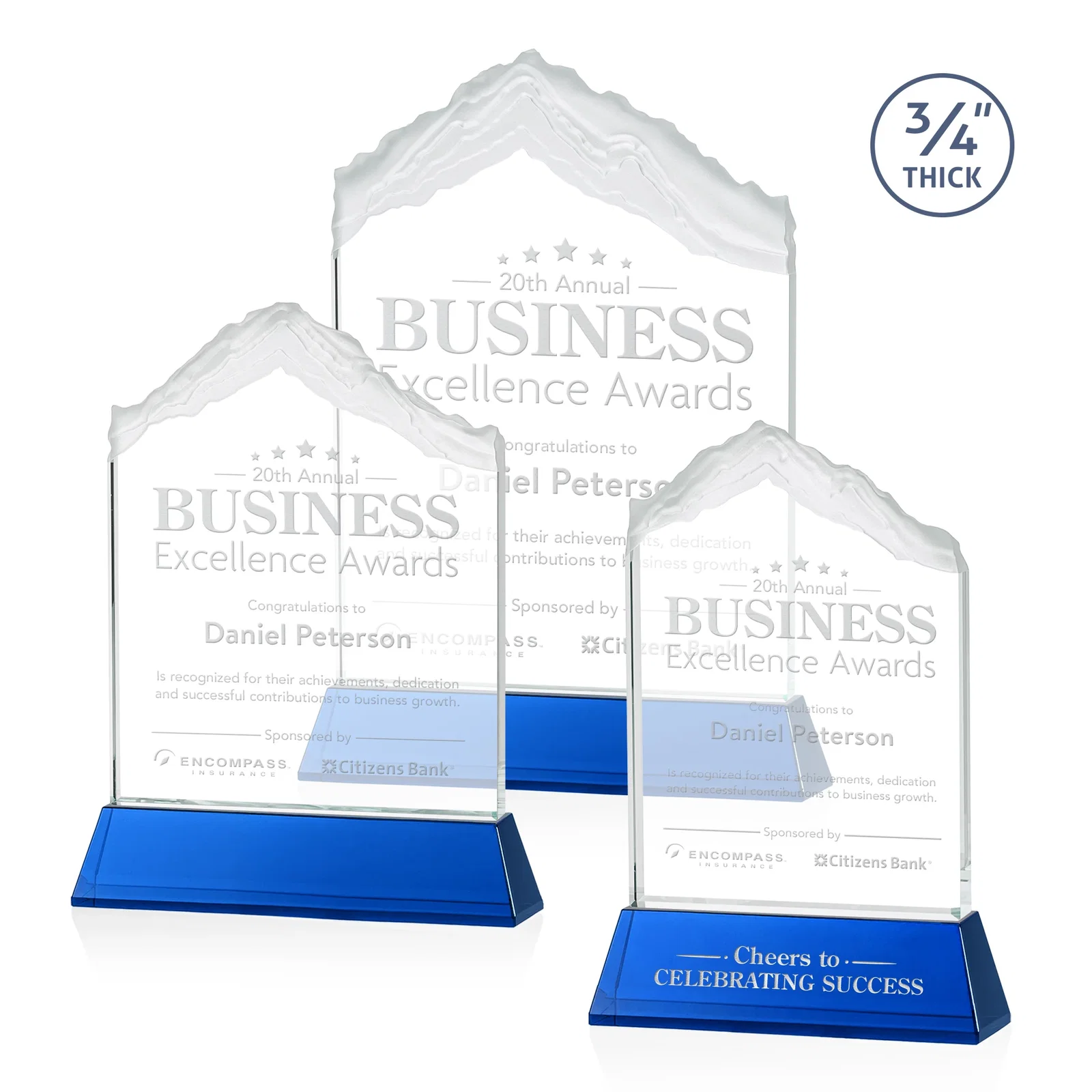 Personalized Starfire Crystal Mountain Peak Award with Second Etch Option, awards for team milestone celebrations