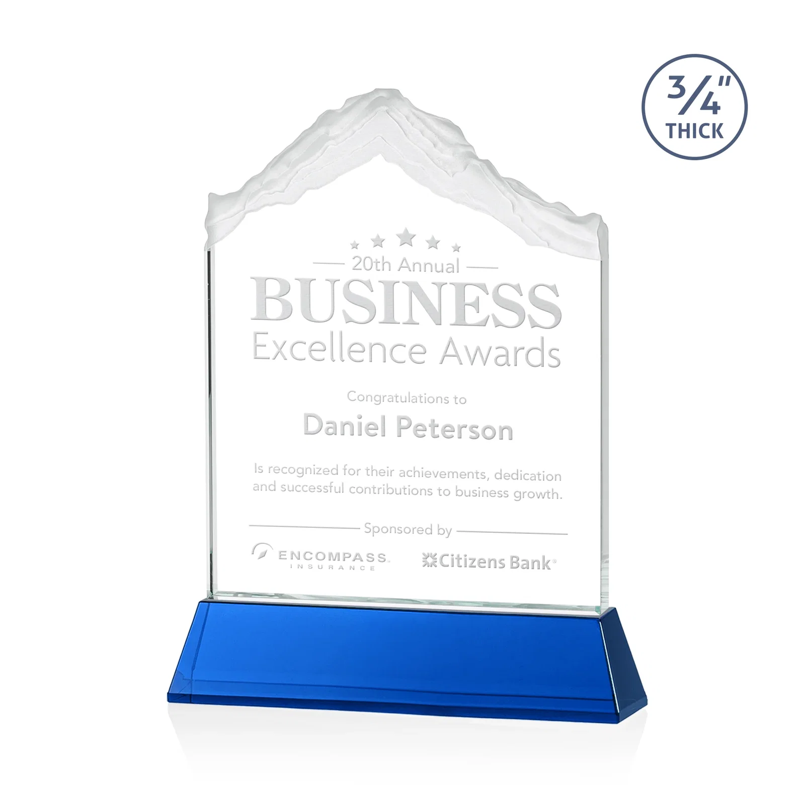 Personalized Starfire Crystal Mountain Peak Award with Second Etch Option, awards for graduation ceremonies