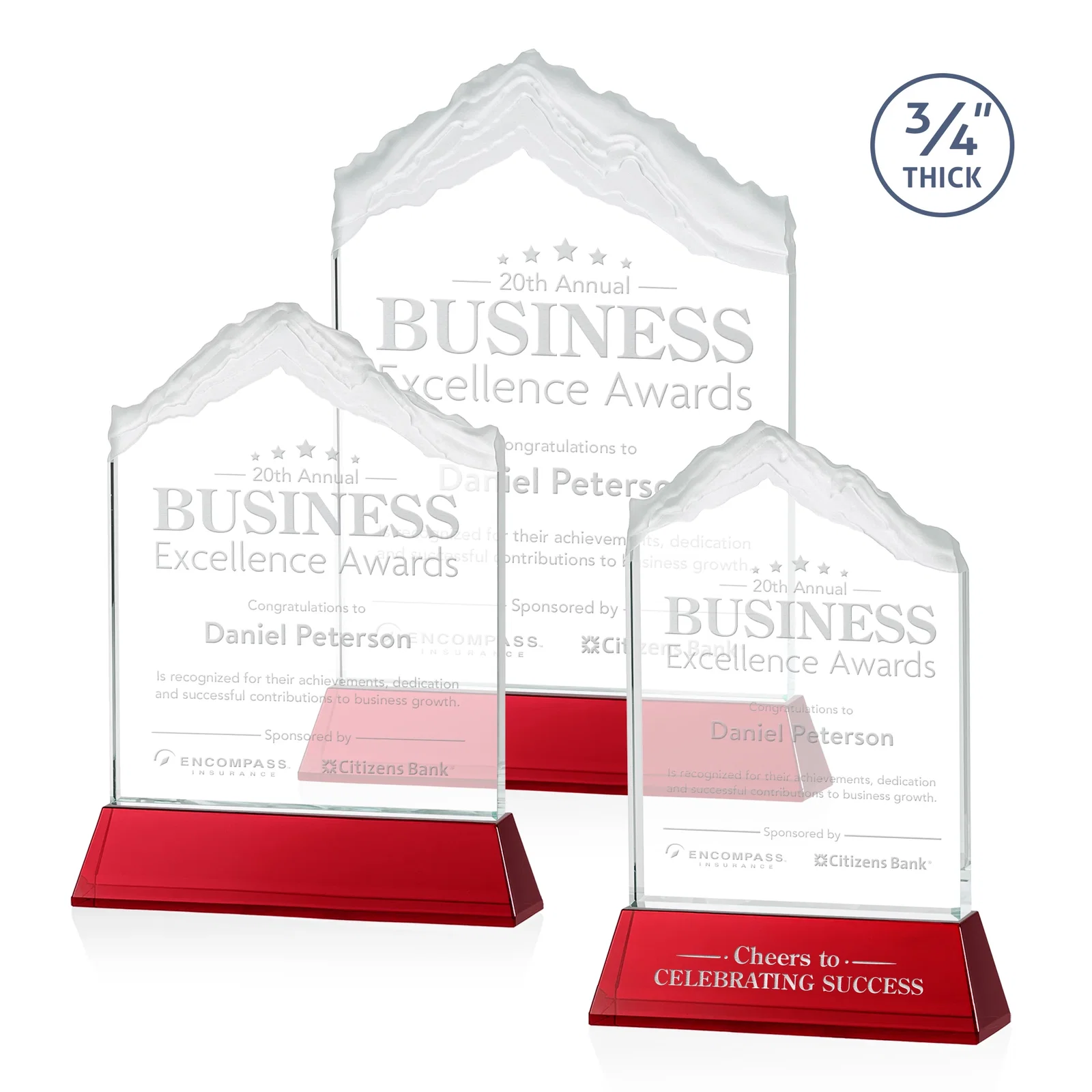 Personalized Starfire Crystal Mountain Peak Award with Second Etch Option, awards for volunteer appreciation