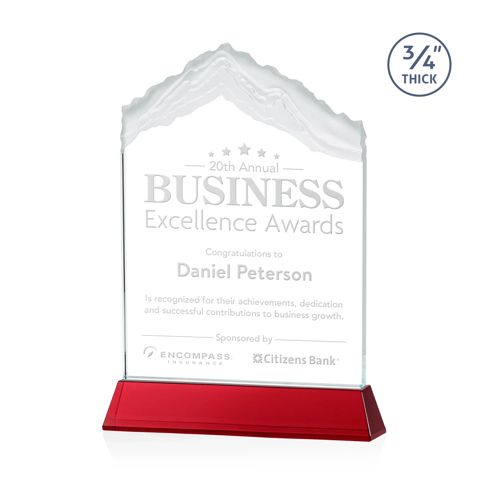 Promotional Starfire Crystal Mountain Peak Award with Second Etch Option, awards for employee recognition