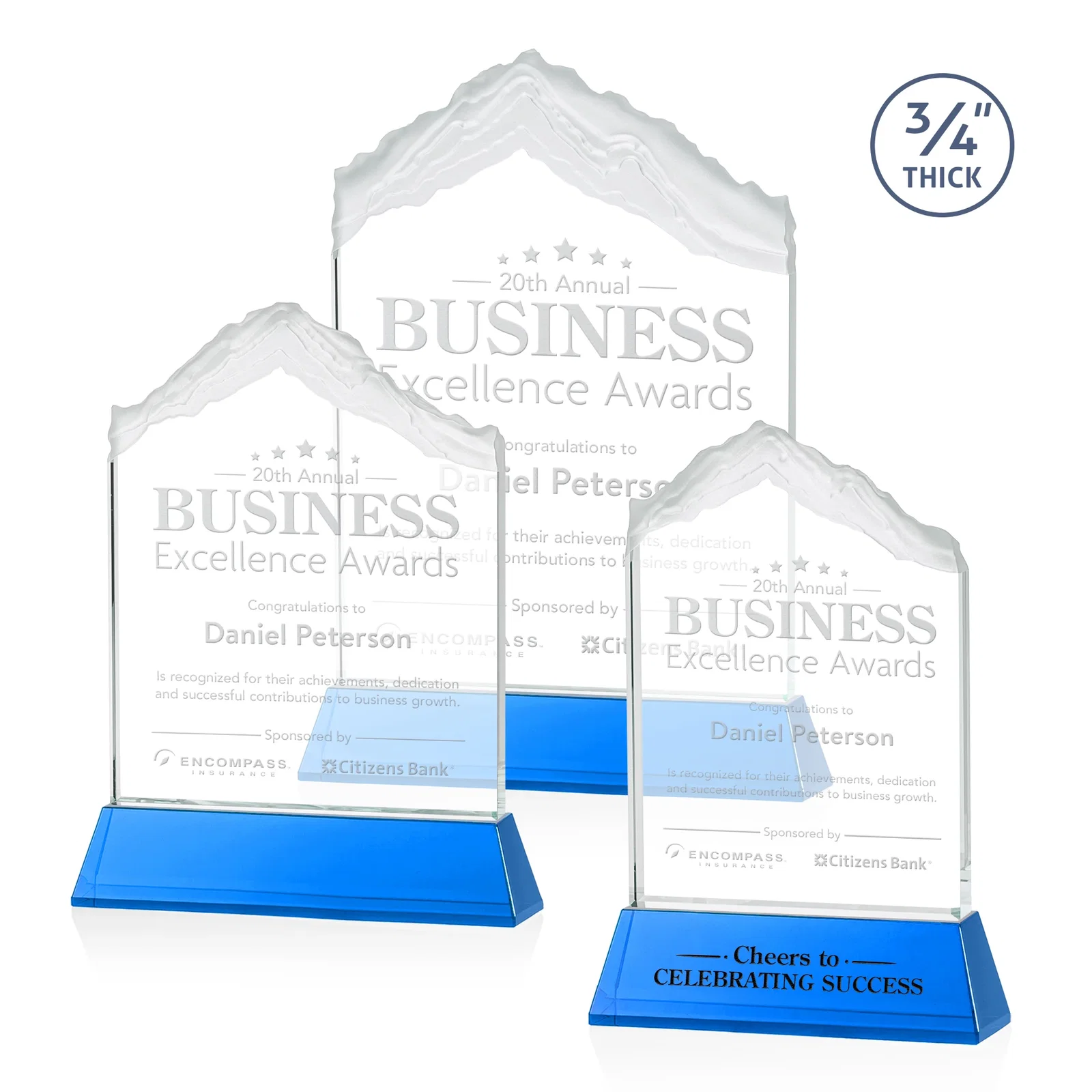 Promotional Starfire Crystal Mountain Peak Award with Second Etch Option, awards for corporate award ceremonies
