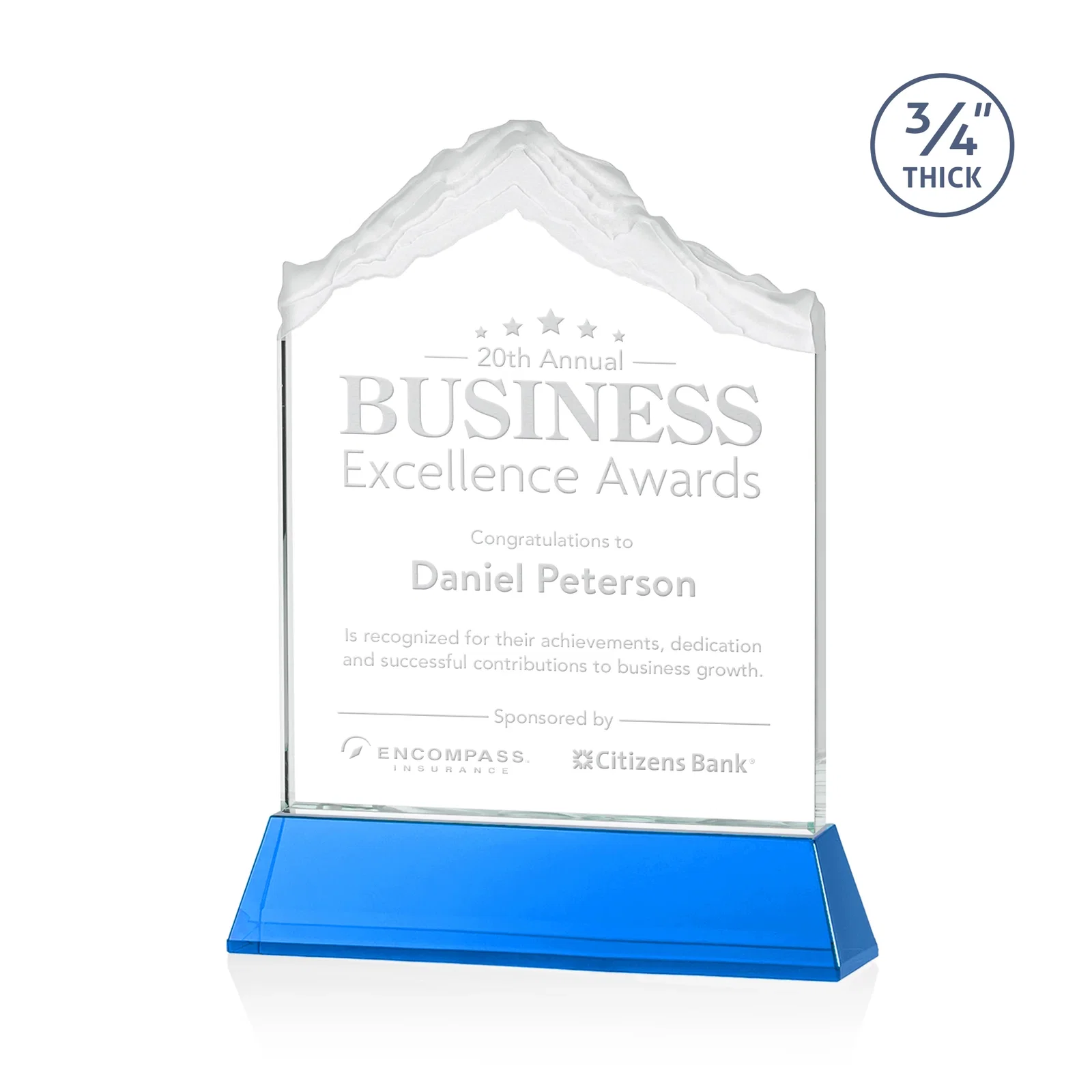 Promotional Starfire Crystal Mountain Peak Award with Second Etch Option, awards for sales achievement awards