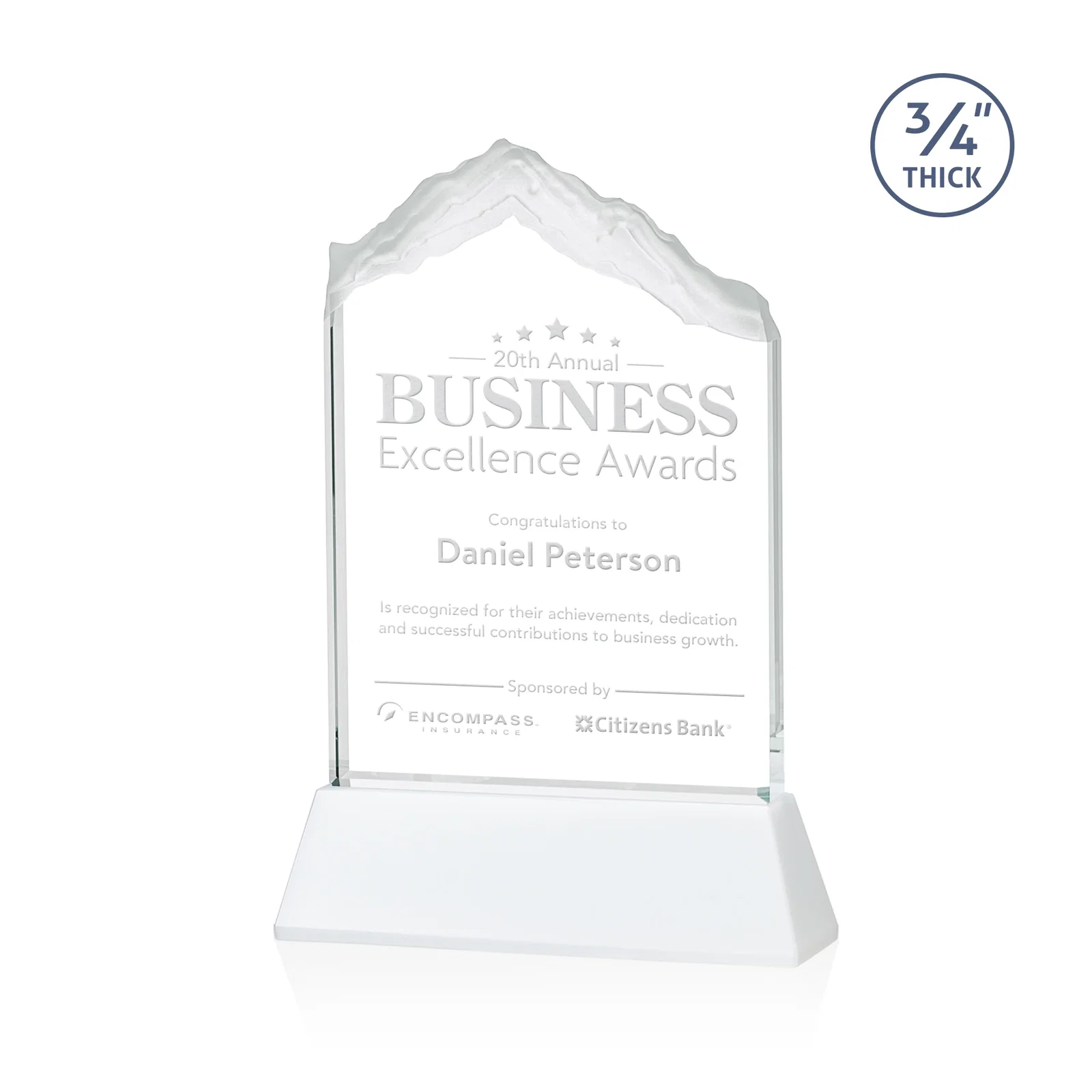 Promotional Starfire Crystal Mountain Peak Award with Second Etch Option, awards for donor appreciation