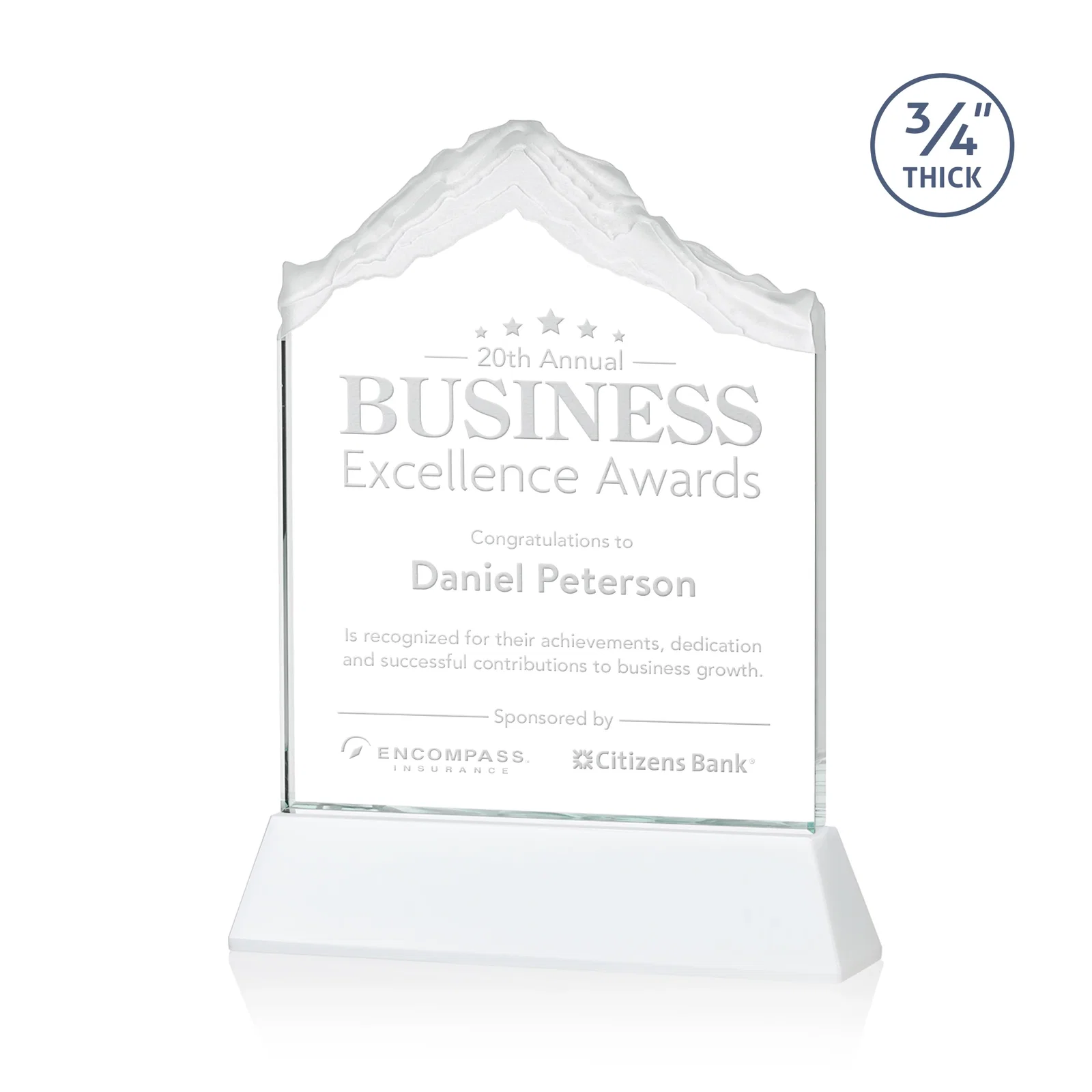 Promotional Starfire Crystal Mountain Peak Award with Second Etch Option, awards for graduation ceremonies