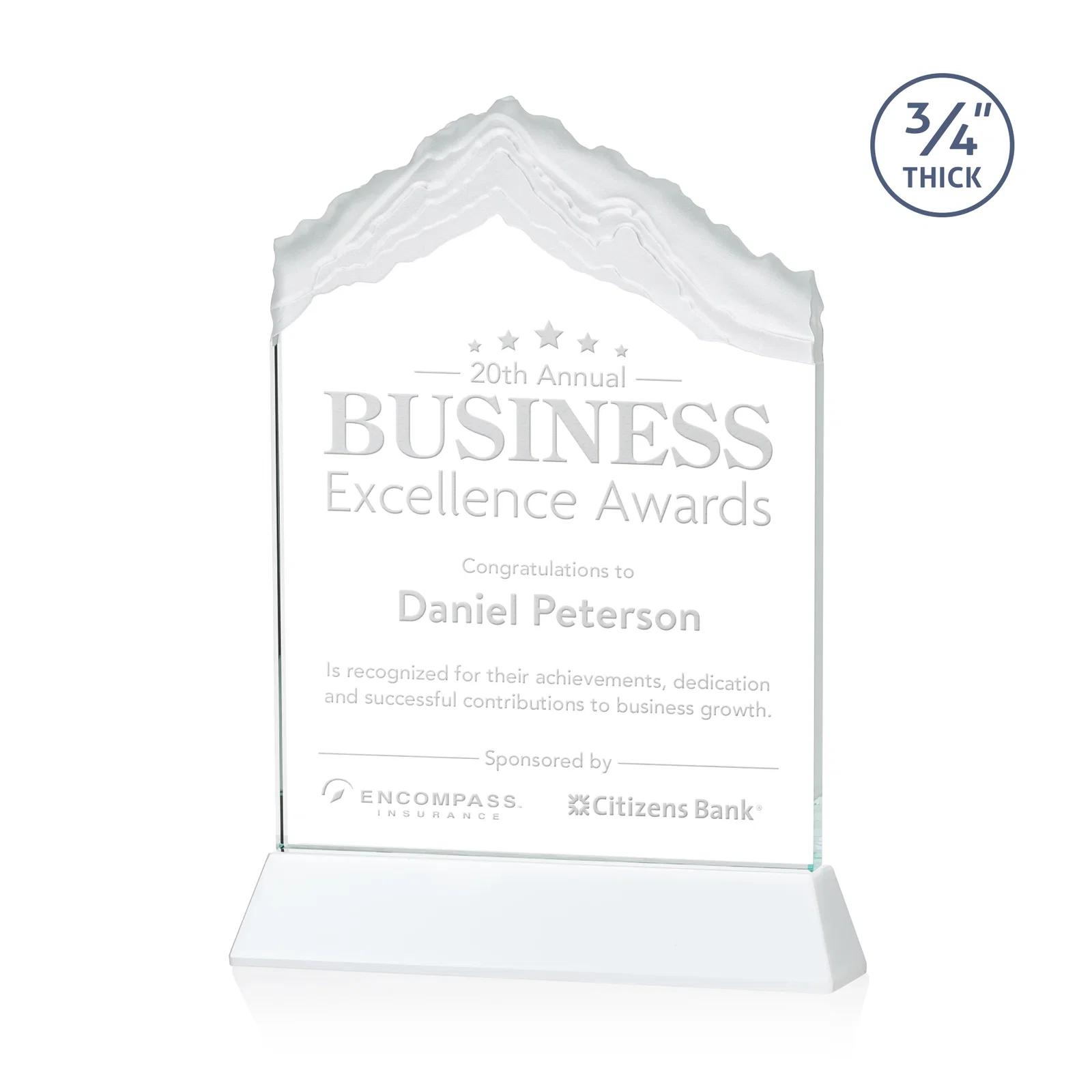 Promotional Starfire Crystal Mountain Peak Award with Second Etch Option, awards for safety achievement programs