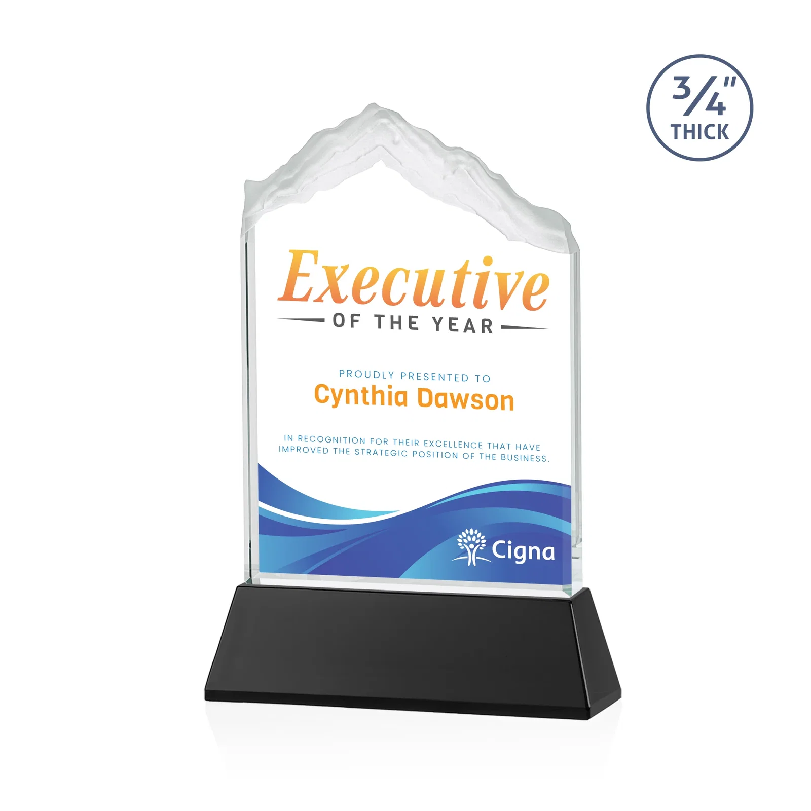 Branded Starfire Crystal Mountain Peak Award with Second Etch Option, awards for dealer and partner awards