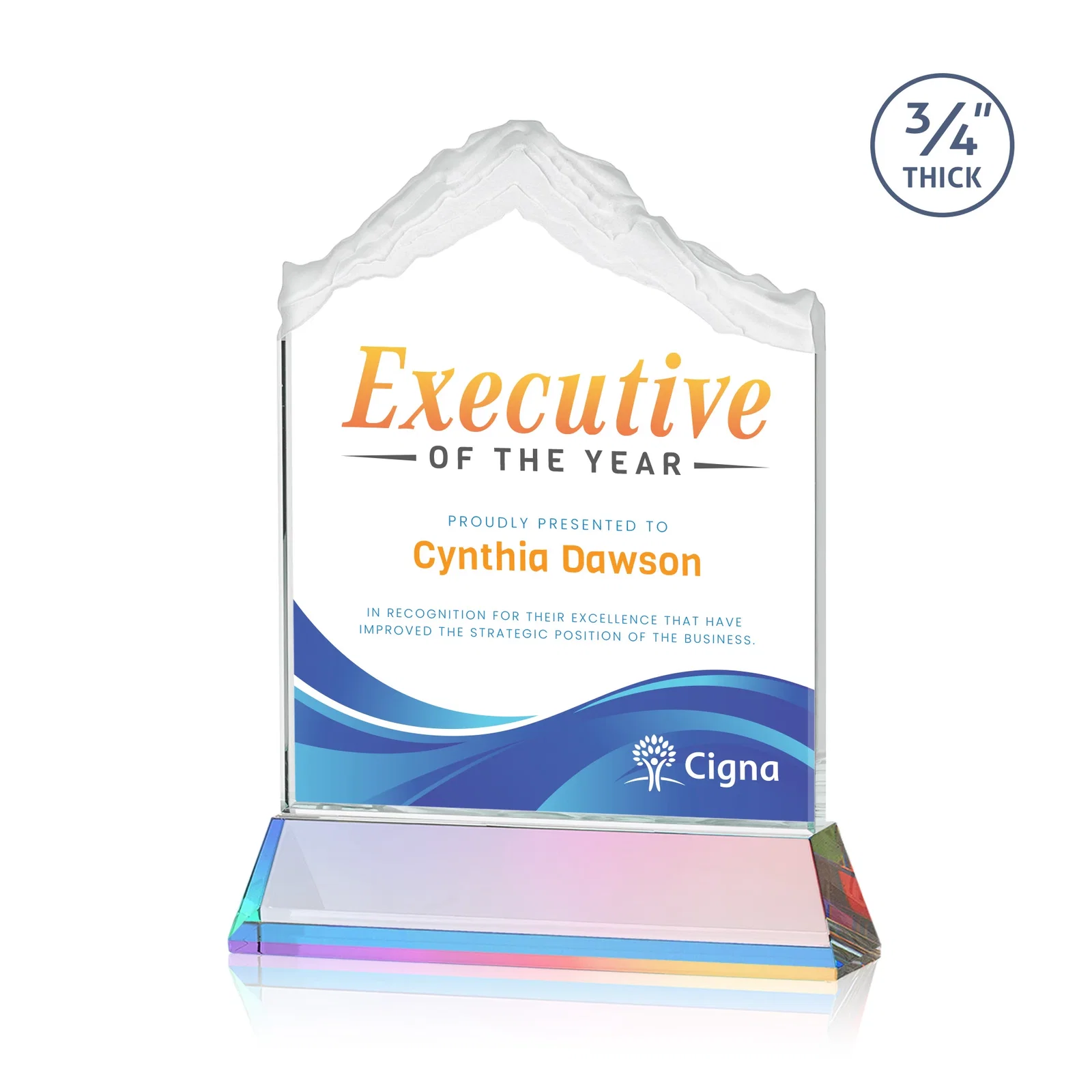 Customized Starfire Crystal Mountain Peak Award with Second Etch Option, awards for graduation ceremonies