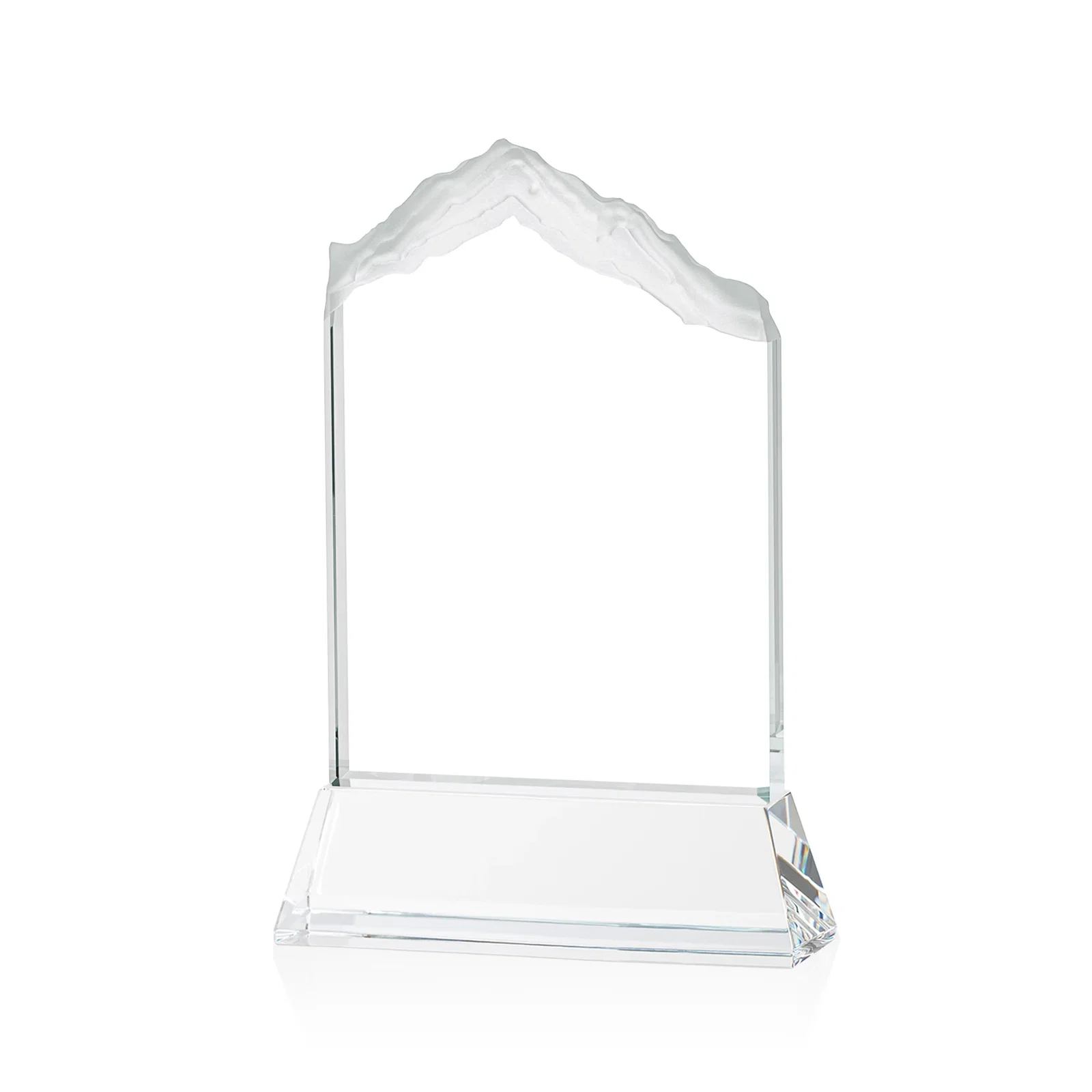 Custom engraved Starfire Crystal Mountain Peak Award with Second Etch Option, awards for corporate award ceremonies