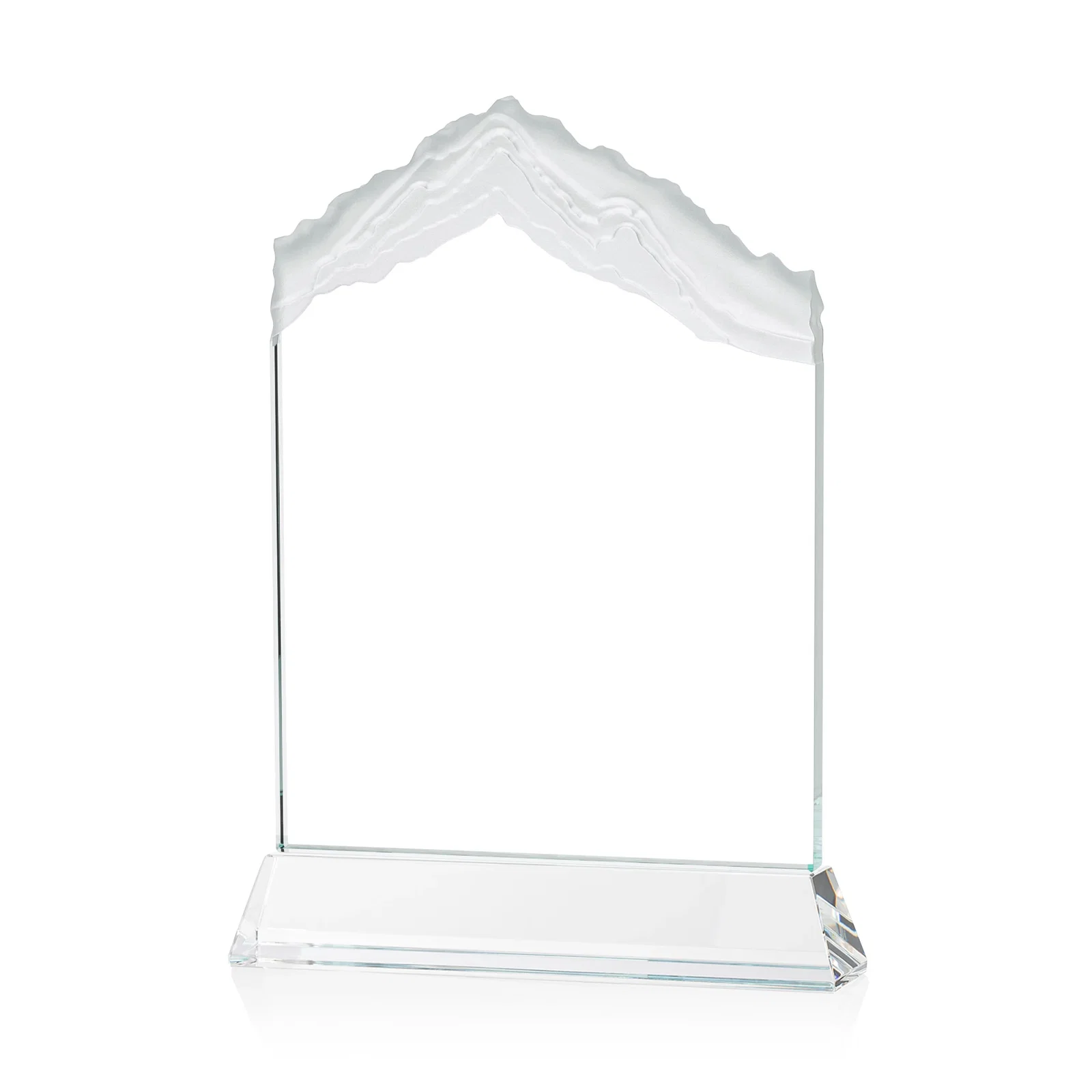 Custom engraved Starfire Crystal Mountain Peak Award with Second Etch Option, awards for sales achievement awards
