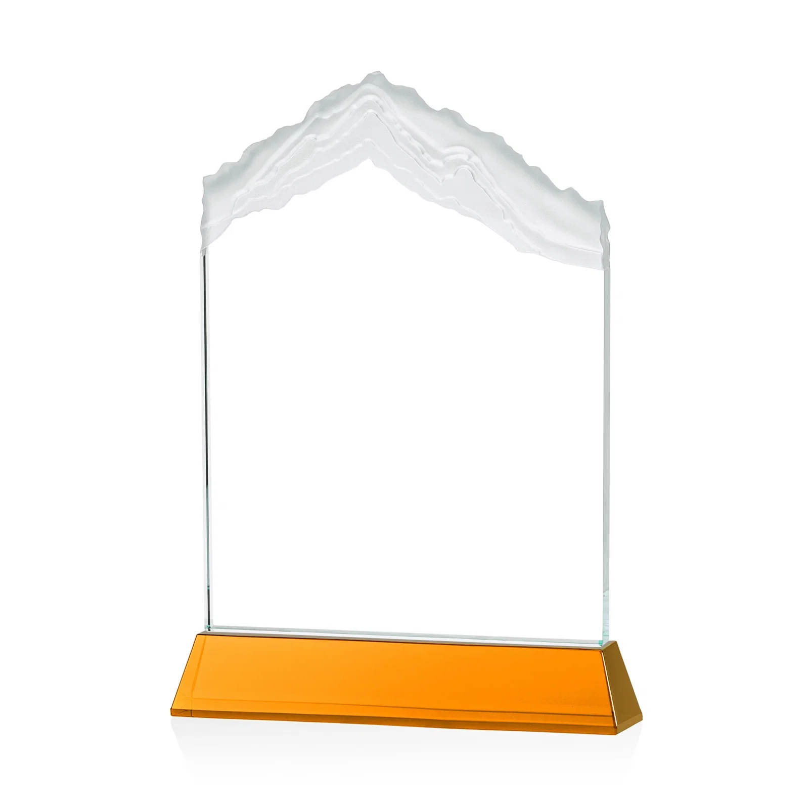 Custom engraved Starfire Crystal Mountain Peak Award with Second Etch Option, awards for donor appreciation