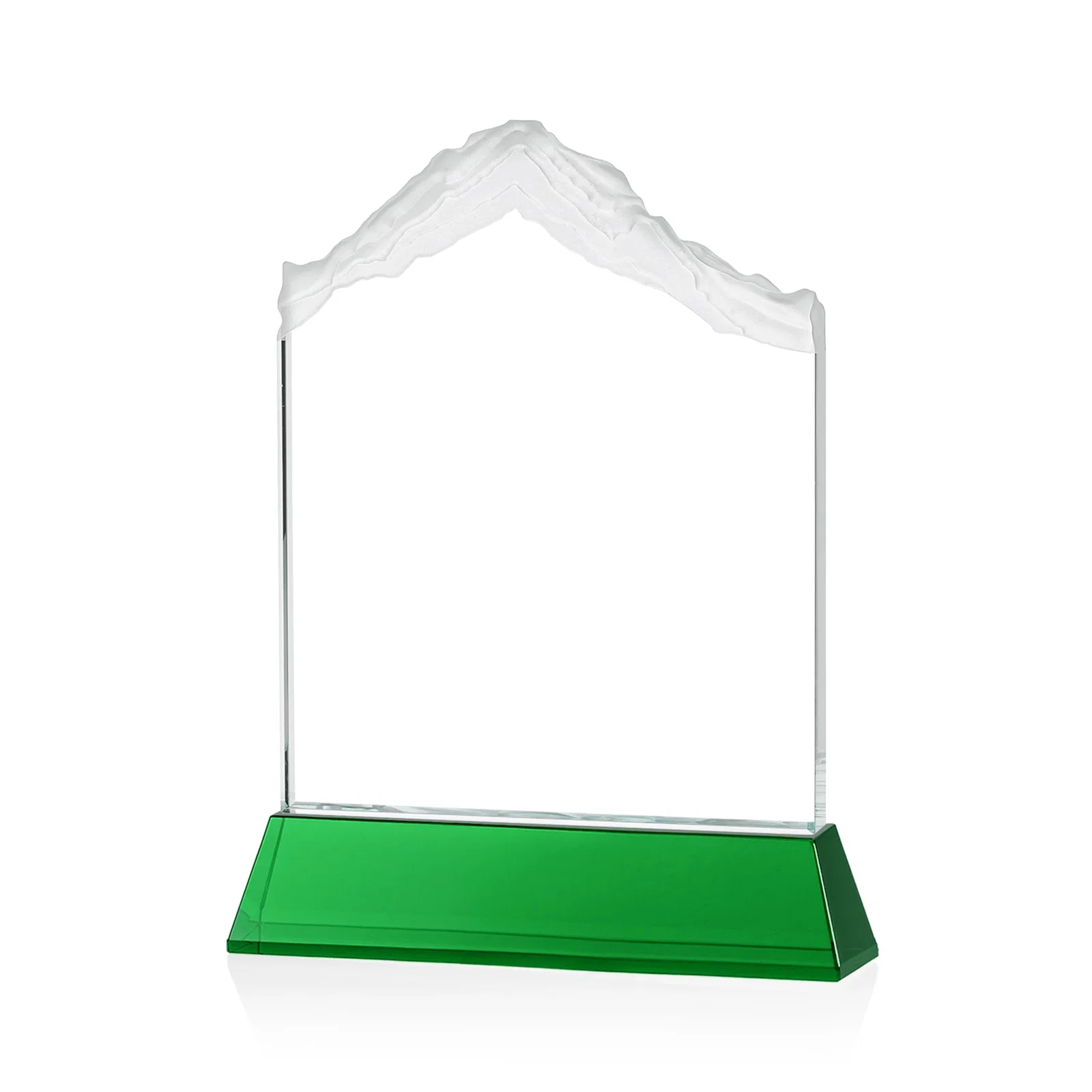 Custom engraved Starfire Crystal Mountain Peak Award with Second Etch Option, awards for safety achievement programs