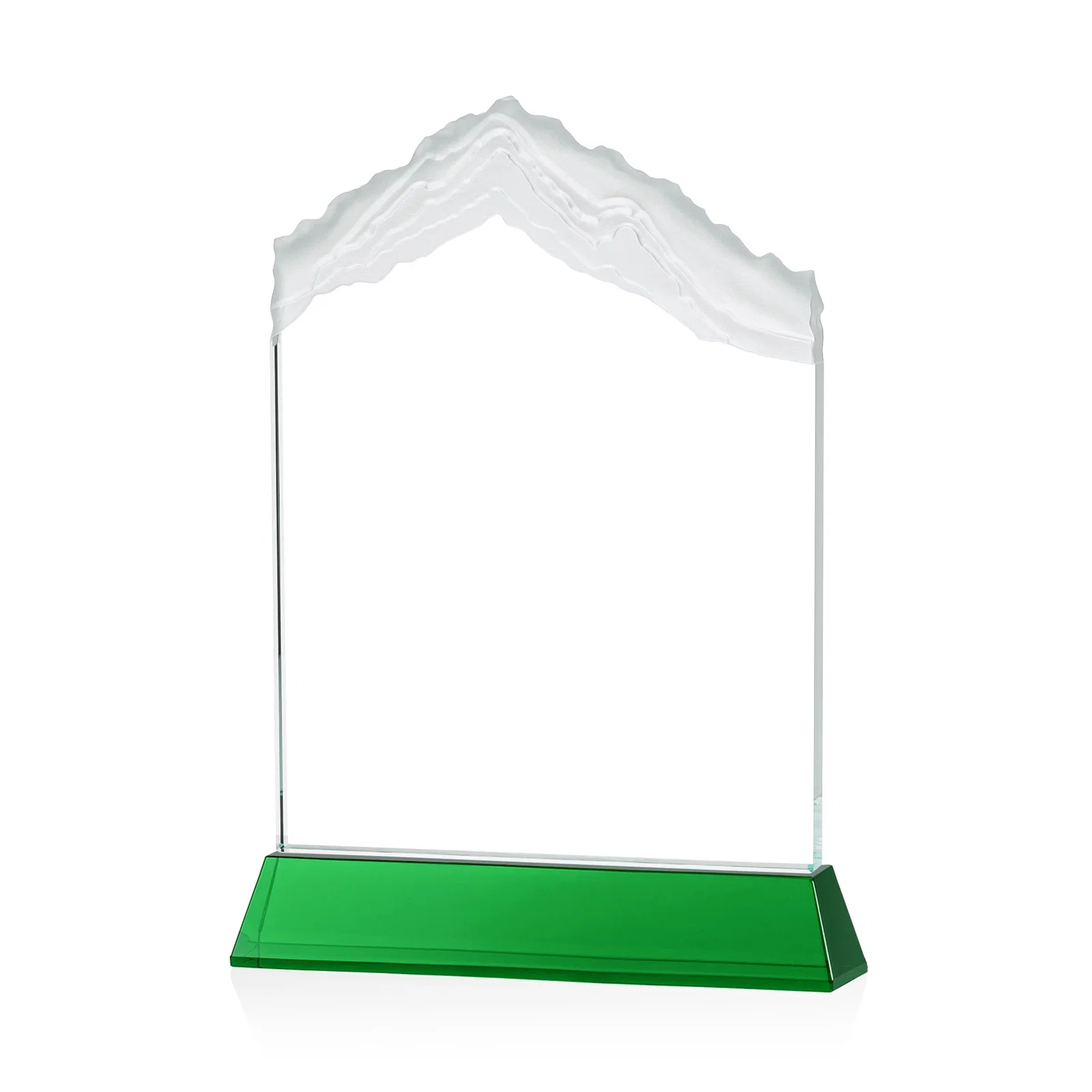 Custom engraved Starfire Crystal Mountain Peak Award with Second Etch Option, awards for volunteer appreciation