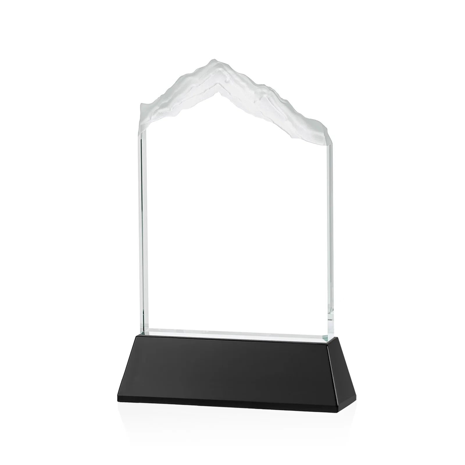 Custom engraved Starfire Crystal Mountain Peak Award with Second Etch Option, awards for dealer and partner awards