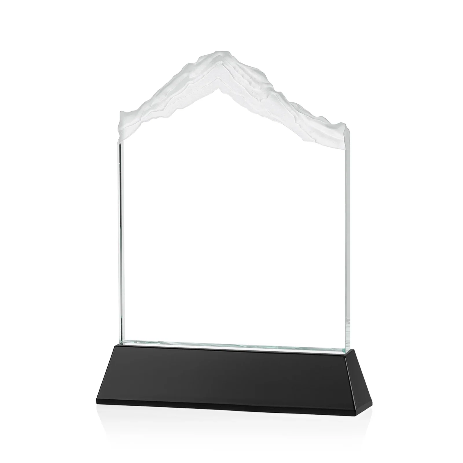 Custom engraved Starfire Crystal Mountain Peak Award with Second Etch Option, awards for company anniversary events