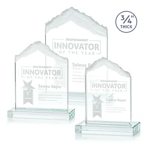 Jade Glass Mountain Award With Dual Imprint Areas Per Size
