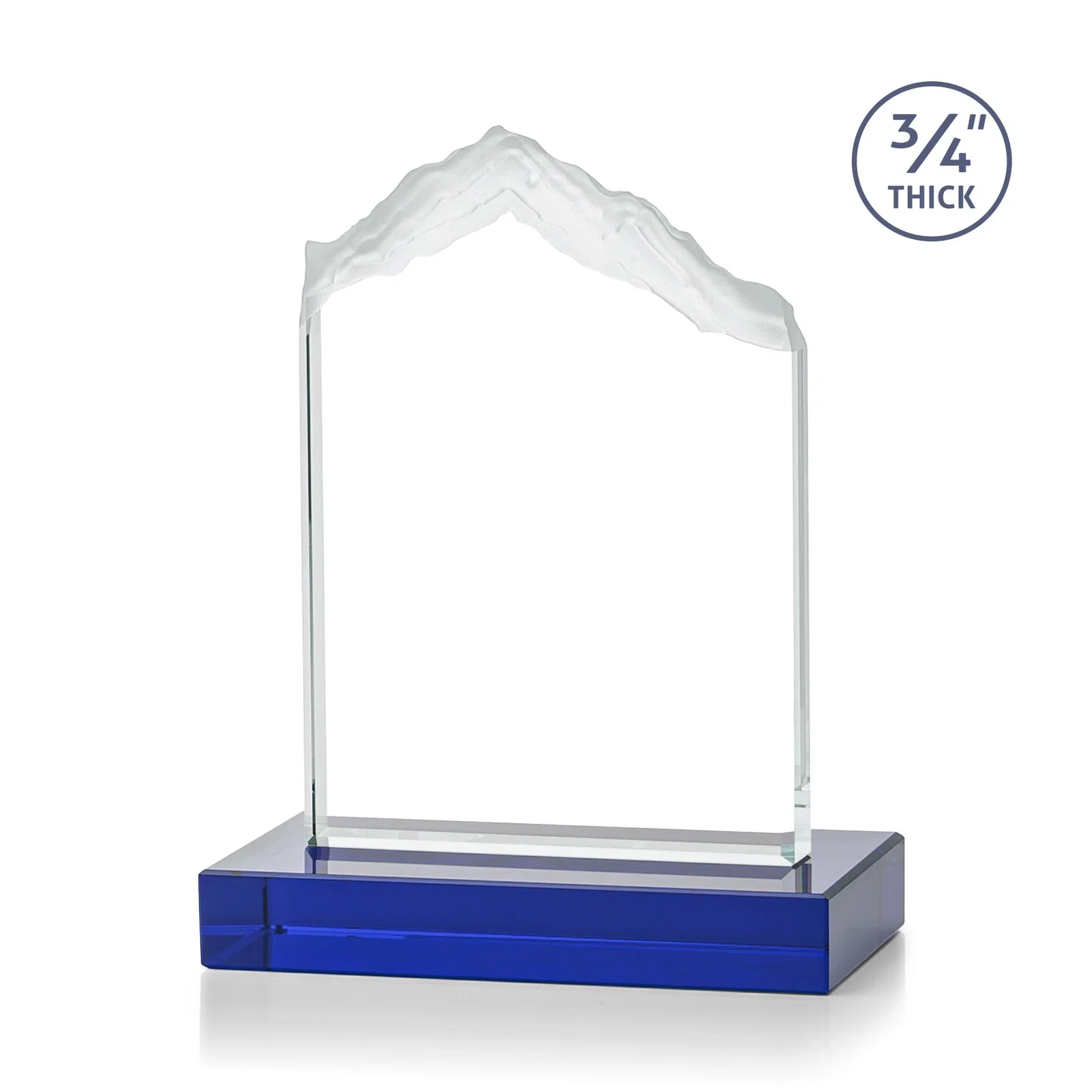 Custom Jade Glass Mountain Award With Dual Imprint Areas Per Size, with your logo for employee recognition