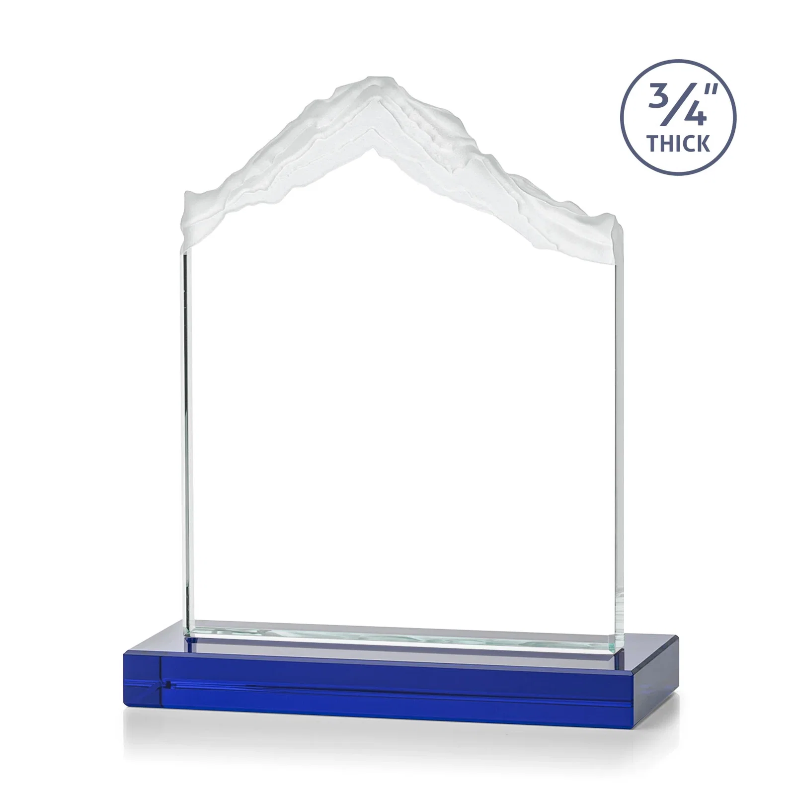 Custom Jade Glass Mountain Award With Dual Imprint Areas Per Size, with your logo for corporate award ceremonies