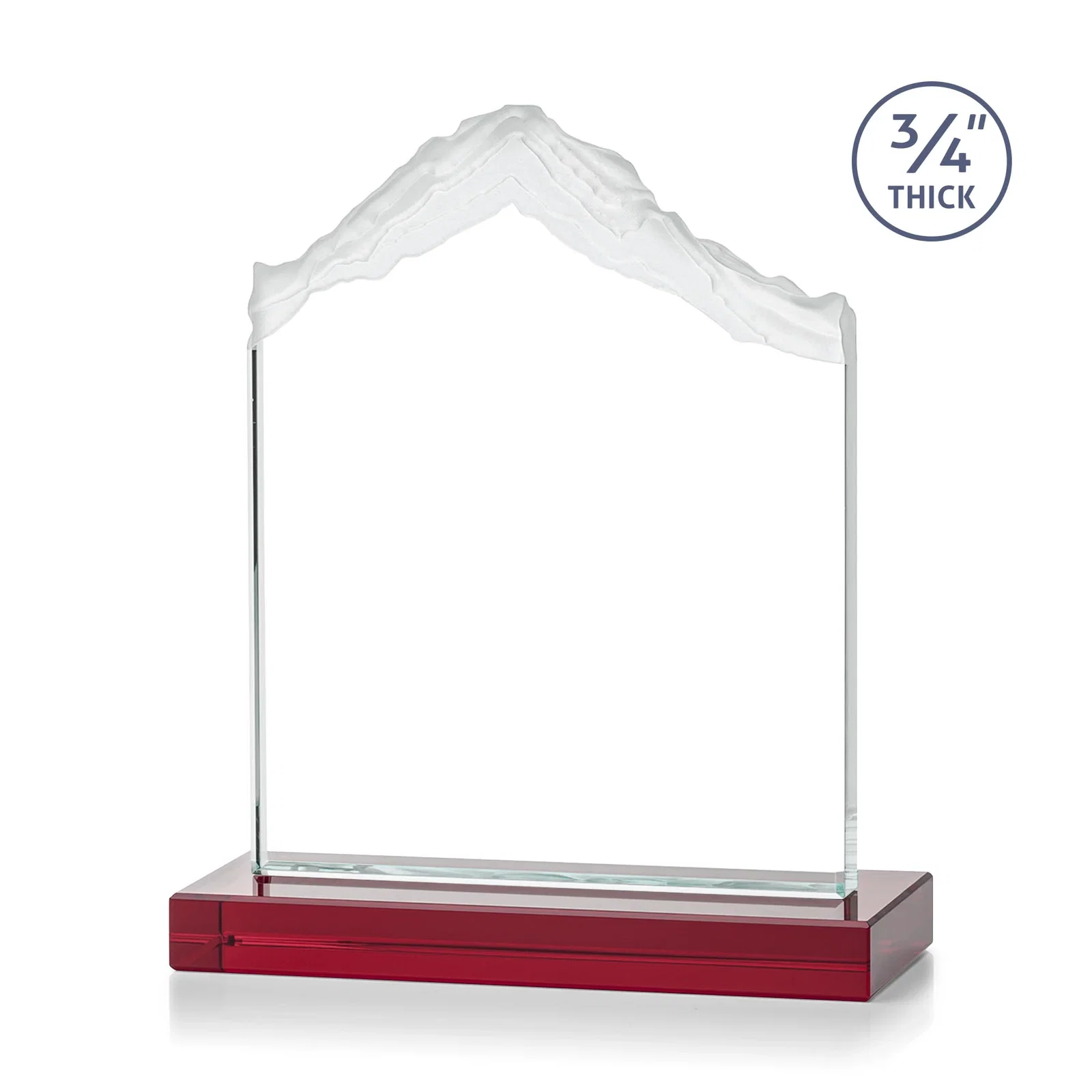 Custom Jade Glass Mountain Award With Dual Imprint Areas Per Size, with your logo for retirement presentations