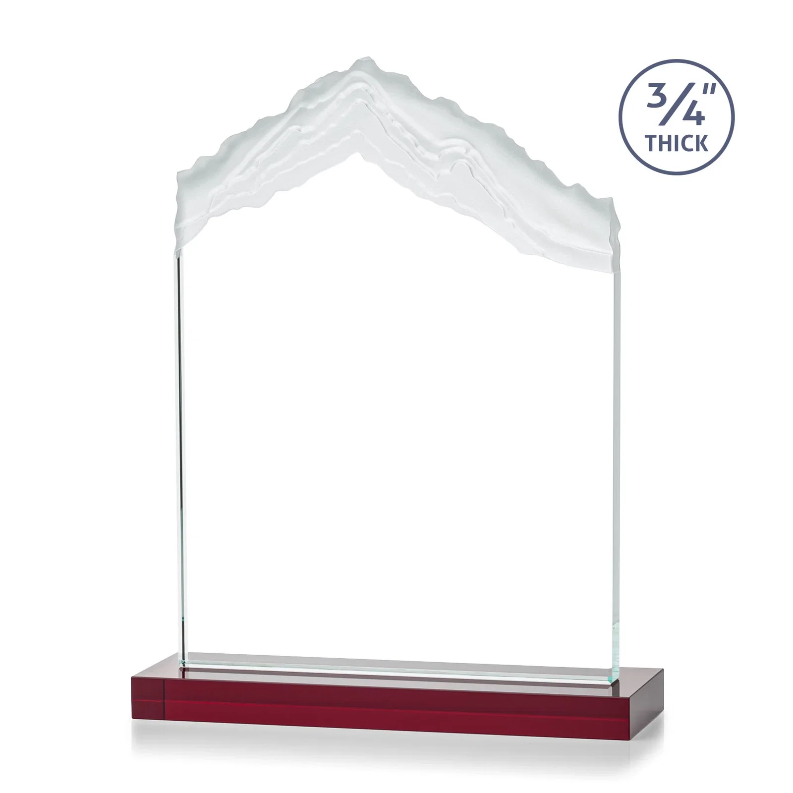 Custom Jade Glass Mountain Award With Dual Imprint Areas Per Size, with your logo for team milestone celebrations