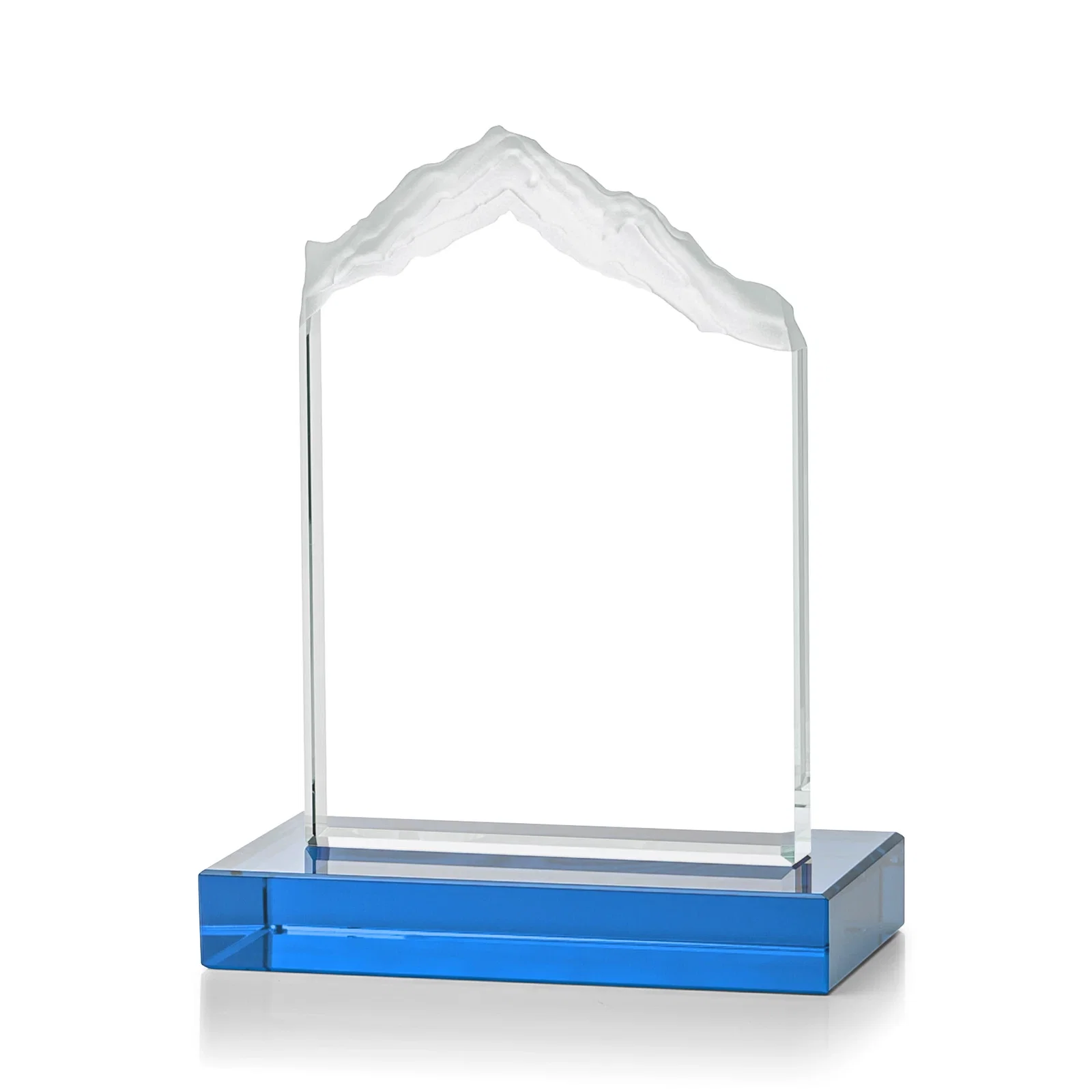 Custom Jade Glass Mountain Award With Dual Imprint Areas Per Size, with your logo for donor appreciation