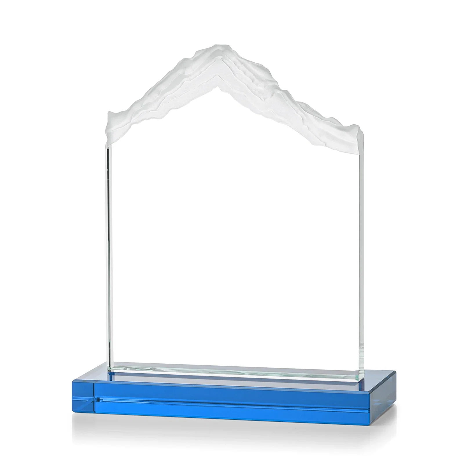 Custom Jade Glass Mountain Award With Dual Imprint Areas Per Size, with your logo for graduation ceremonies